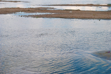  Coast. beach. water. sky reflection.  lake.