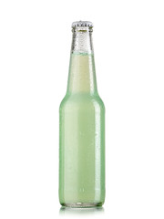 Green low alcohol drink bottle with drops