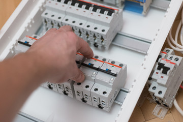 hand of an electrician at work