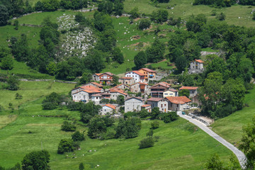 Panoramic view of the town of Bejes, in Picos de Europa