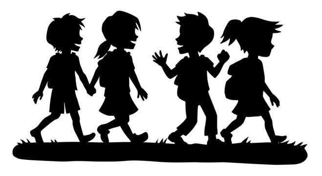 Students Walking Silhouette