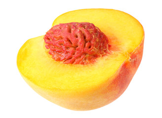 peach fruit slices isolated on white background