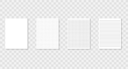 Set of realistic vector illustration of blank sheets of square and lined paper from a block. Easily editable mockup vector. - obrazy, fototapety, plakaty