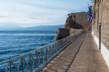 Picturesque View at the Port Town of Hydra Island in Greece