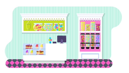 Colorful Candy Shop Vector Background Illustration
