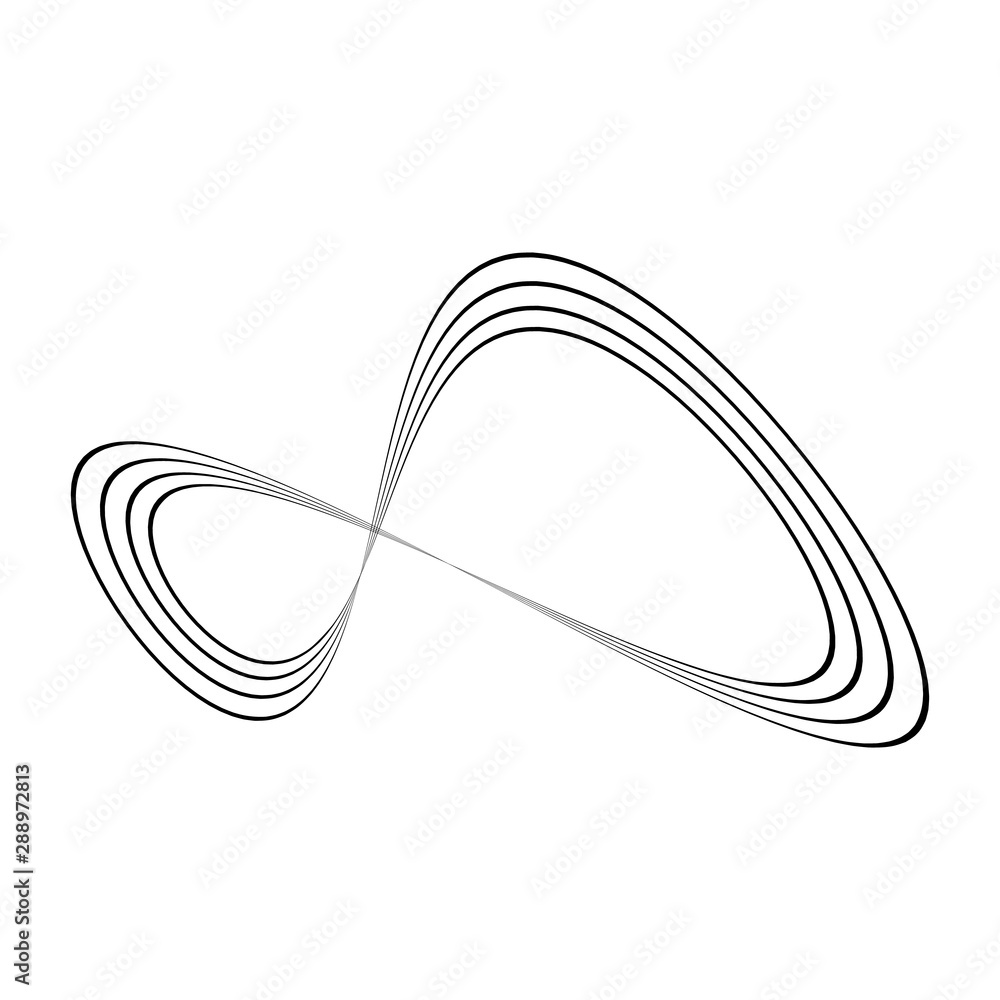 Poster infinity symbol of multiple thin black lines. concept of infinite, limitless and endless. simple fla