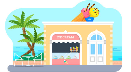 Ice Cream Shop Vector Background Illustration