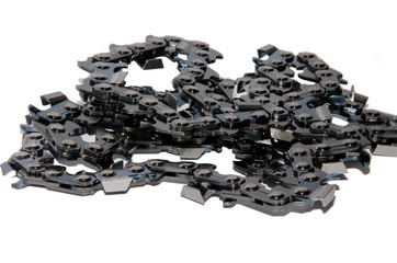 chain saw spare part chains isolated on white background