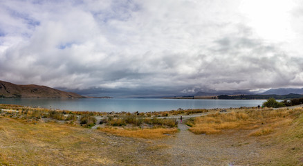 Rainy day near Tekapo lake, New Zealand