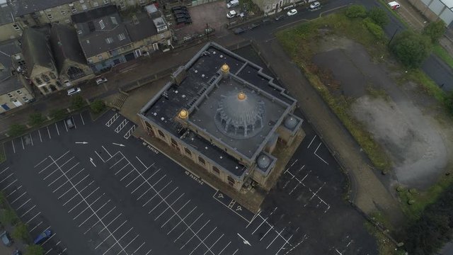 Drone Aerial Bradford City Mosque and Car Park