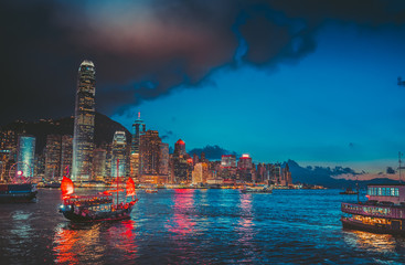 Fototapeta premium Landscape of Hong Kong Victoria Harbor 