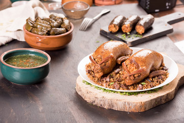 Oriental Roasted Hamam Meal with Mahshy and stuffed food