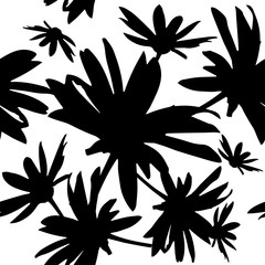 Fototapeta na wymiar The seamless background is monochrome flowers. Vector illustration
