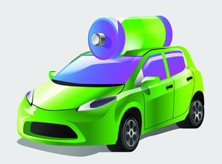 Electro car & battery vector illustration