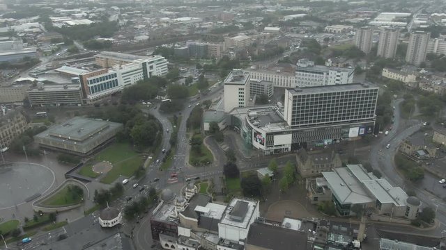 Drone Aerial Wide Orbit of Bradford City Centre