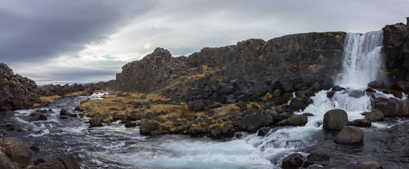 Öxarárfoss waterfall in Thingvellir N.P. (Iceland)