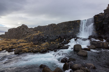 Öxarárfoss waterfall in Thingvellir N.P. (Iceland)
