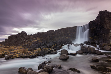 Öxarárfoss waterfall in Thingvellir N.P. (Iceland)