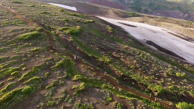 Trekking to the volcano on the Kamchatka