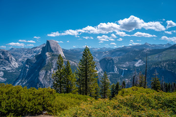 Fototapeta premium Views from Glacier point of the Half Dome wall. Yosemite National Park, United States