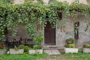 Fototapeta na wymiar summer house exterior in Lombardy, Italy