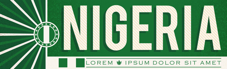 Nigeria Banner design, typographic vector illustration, Nigerian Flag colors - obrazy, fototapety, plakaty