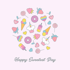 Happy Sweetest day greeting card, poster design. American holiday 19 of October.