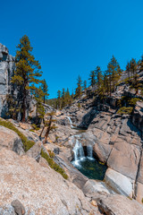 Upper Yosemite Fall, the top of the waterfall in summer with little water. California, United States