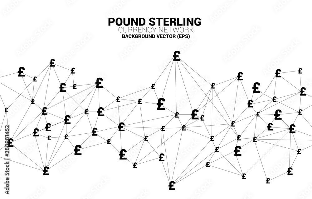 Poster vector money pound sterling currency icon from polygon connect line. concept for british financial n