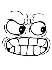 stinksauer kopf gesicht böse wütend beherrschung verloren zusammen reißen sauer verärgert zähne knirschen ausrasten wahnsinnig werden durchdrehen comic cartoon clipart lustig