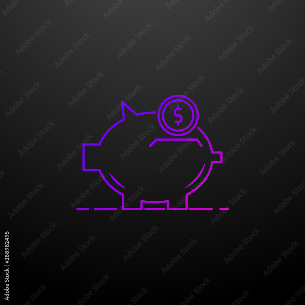 Poster piggy bank outline nolan icon. elements of banking and finance set. simple icon for websites, web de