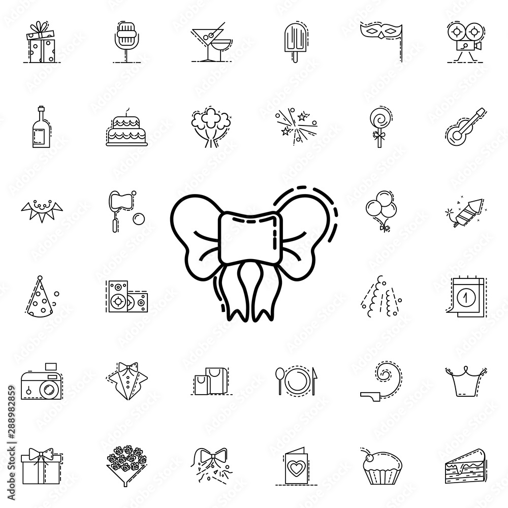 Poster bow dusk style neon icon. elements of birthday set. simple icon for websites, web design, mobile app