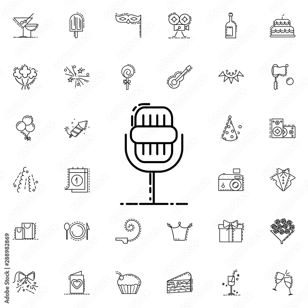 Poster microphone dusk style neon icon. elements of birthday set. simple icon for websites, web design, mob