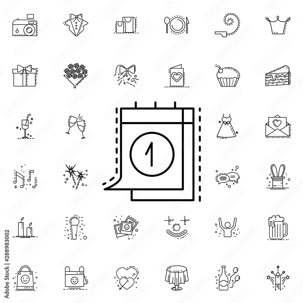 Poster first calendar dusk style neon icon. elements of birthday set. simple icon for websites, web design,