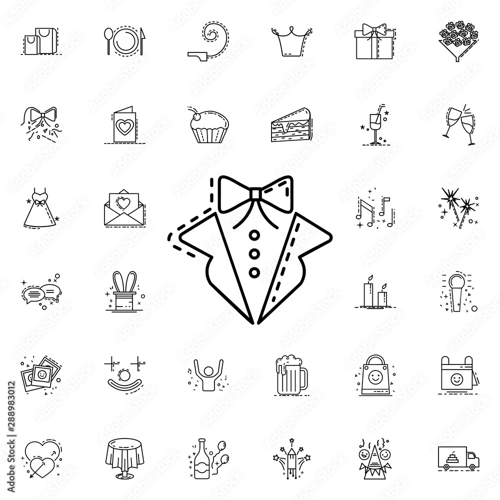 Poster the tuxedo dusk style neon icon. elements of birthday set. simple icon for websites, web design, mob