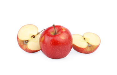 Ripe juicy red apples on white background
