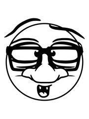 rund kreis frech gesicht comic cartoon lustig nerd hornbrille lachen geek schlau freak cool verrückt dumm doof