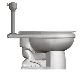 Polygonal gray toilet bowl on a white background. Side view. 3D. Vector illustration.