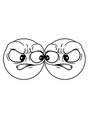 rivalen 2 feinde kampf aggressiv cartoon böses wütendes gesicht zur seite gucken kopf augen mund sauer comic clipart design cool lustig verärgert