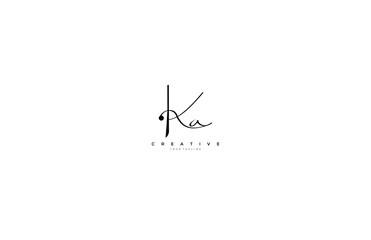Initial Letter Ka Logo Manual Black Elegant Minimalist Signature Logo - obrazy, fototapety, plakaty