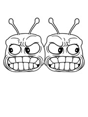 paar team 2 freunde pärchen alien monster ausserirdischer böse wütend sauer verärgert zähne knirschen wahnsinnig werden durchdrehen comic cartoon clipart gesicht lustig