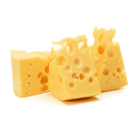 Cheese block isolated on white background cutout