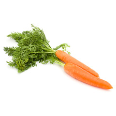 Carrot vegetable with leaves isolated on white background cutout