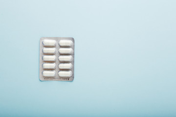 tablets and capsules pill in blister packaging. Pharmaceutical industry concept. Pharmacy...
