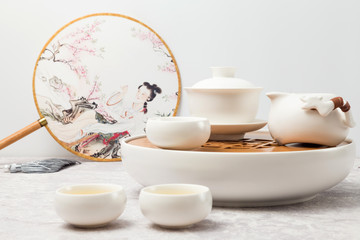 The tea set on the table