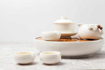 The tea set on the table