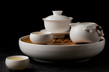 The tea set on the table