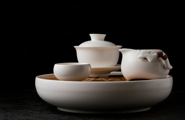 The tea set on the table