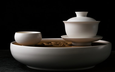 The tea set on the table