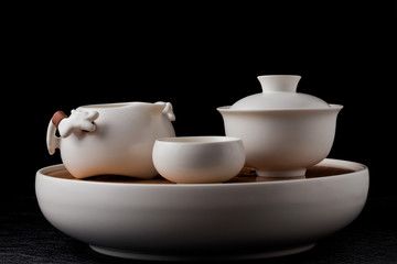 The tea set on the table